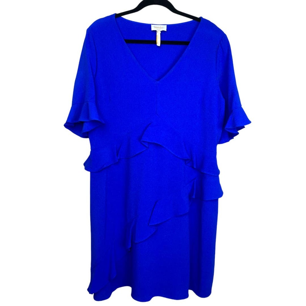 Laundry by Shelli Seagal Electric Blue short sleeve ruffle tiered dress Size 16 - Picture 6 of 7